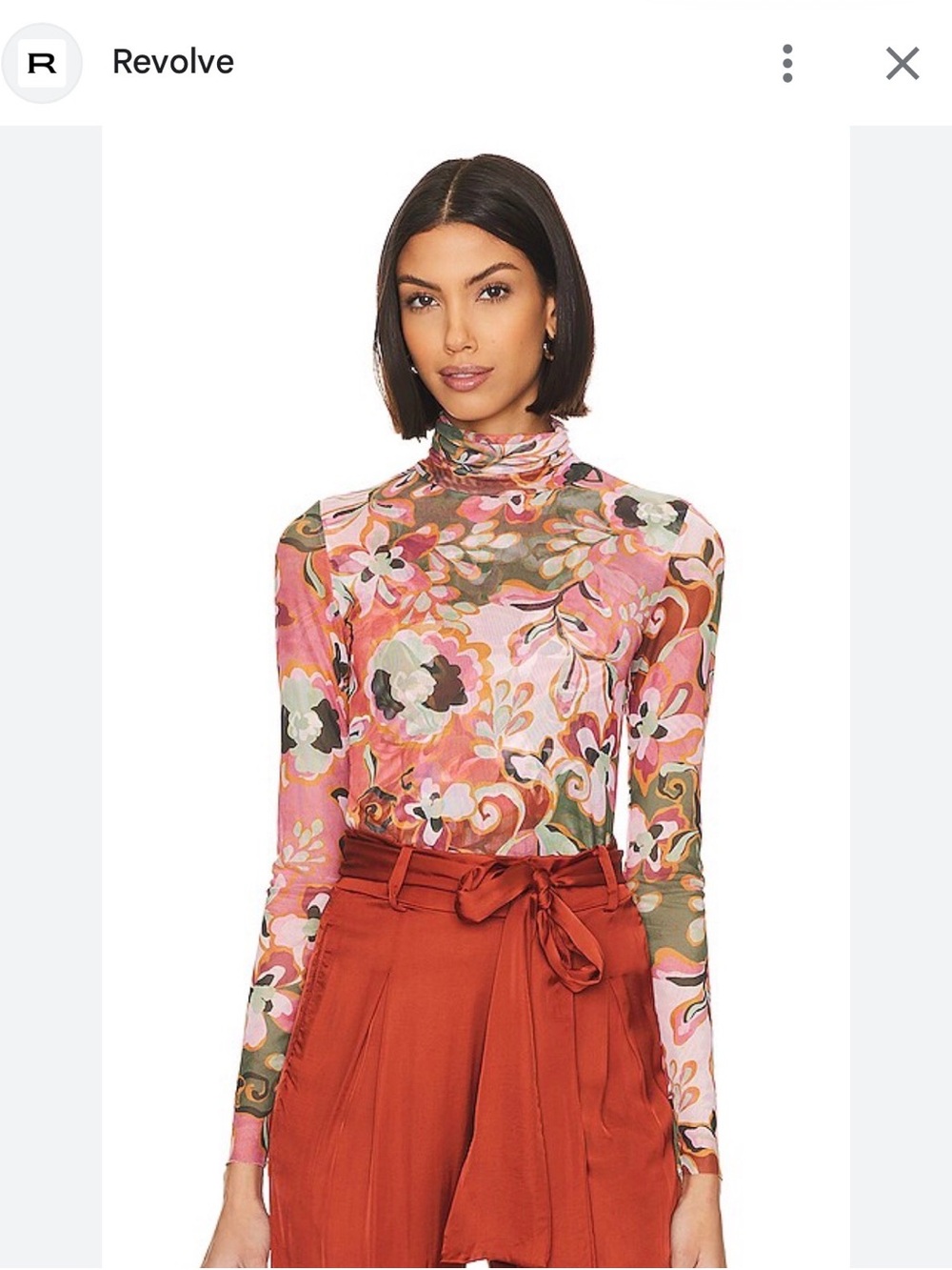 Misa Los Angeles Pink Multi Floral Mock Neck Long Sleeve Top